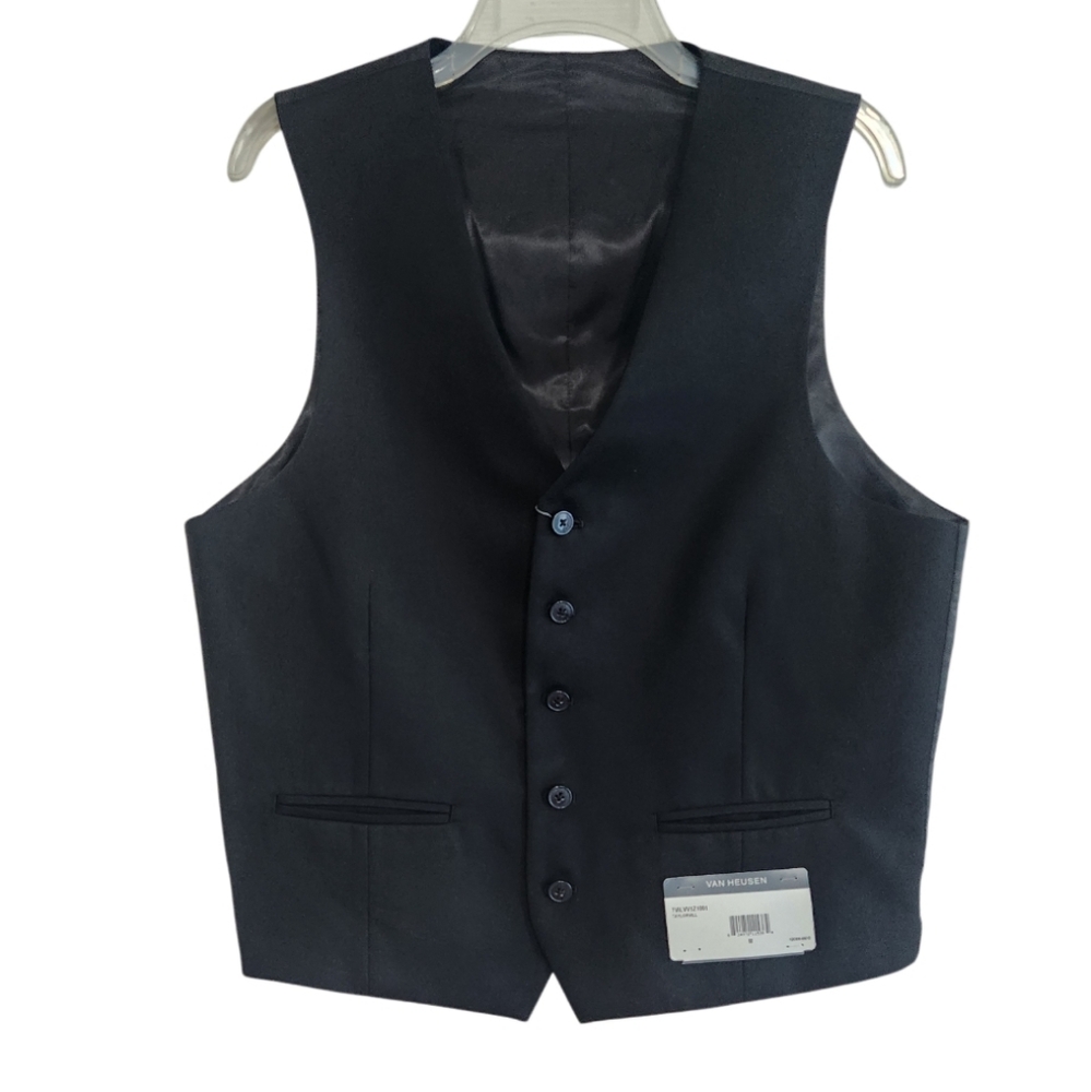 BLACK SLEEK SLIM FIT BUTTON FRONT VEST SZ MED NWT